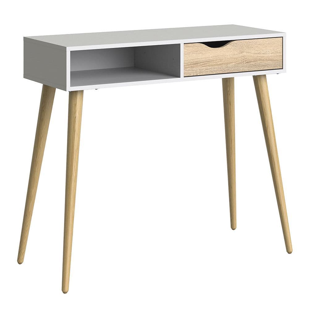 Freja Console Table 1 Drawer 1 Shelf in White and Oak